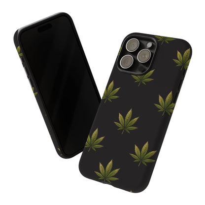 Cannabis Leaf Phone Case Green Weed Leaf Pattern Tough Protective Cover