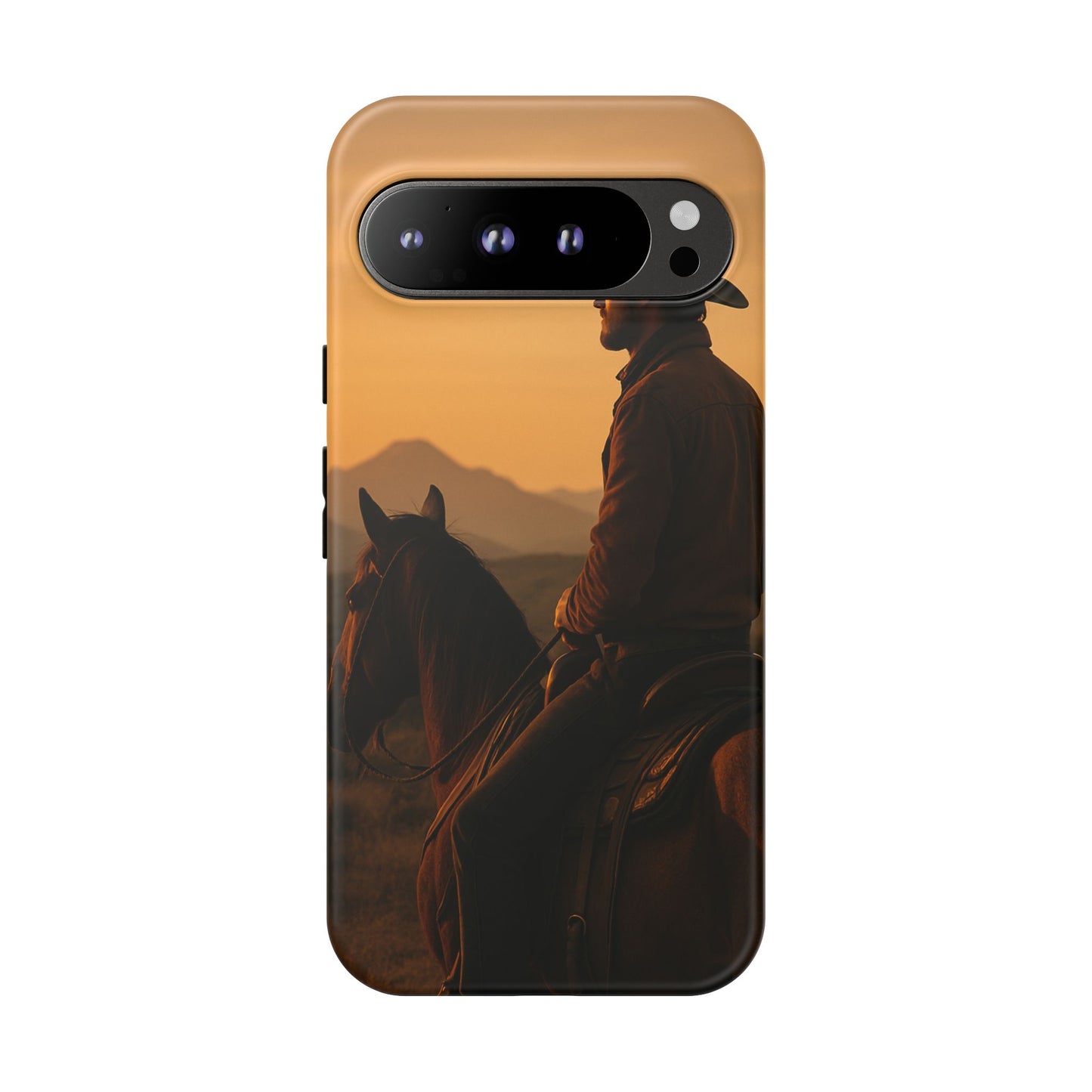 Western Cowboy Sunset Phone Case | Horse Rider Desert Aesthetic Tough Protective Case