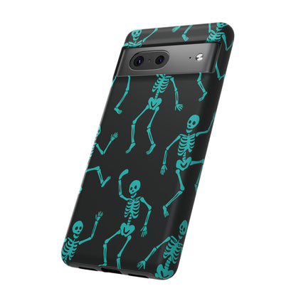 Dancing Teal Skeletons Phone Case | Tough Protective Case for Iphone, Samsung Galaxy and Pixel