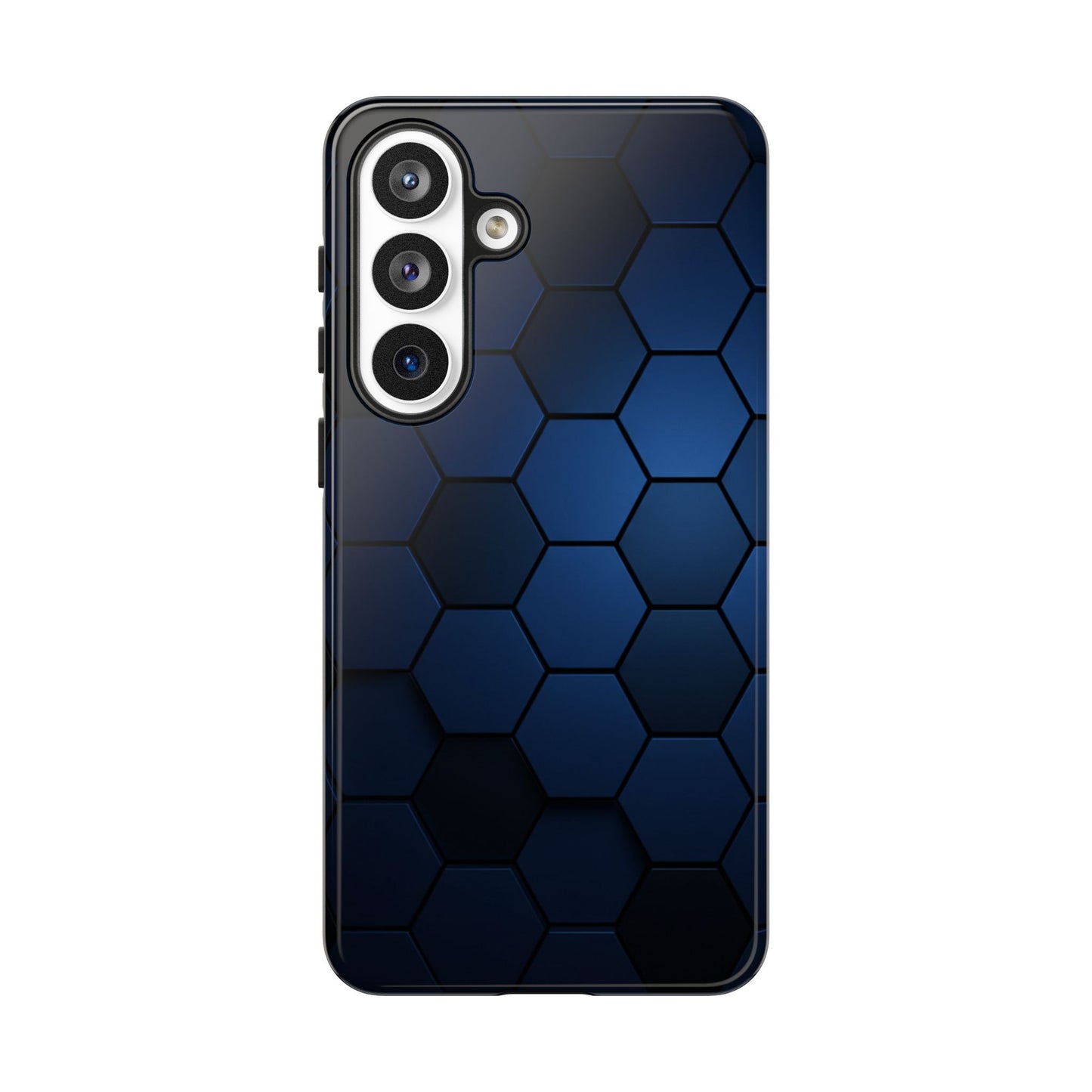 Blue Hexagon Gradient Phone Case | Honeycomb Geometric Tech Aesthetic | Minimalist Tough Case for iPhone & Samsung