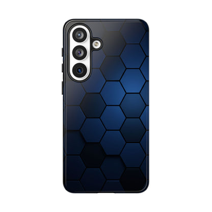 Blue Hexagon Gradient Phone Case | Honeycomb Geometric Tech Aesthetic | Minimalist Tough Case for iPhone & Samsung