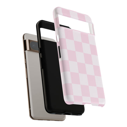 Light Pink Checkerboard Phone Case | Pastel Aesthetic Checkered iPhone & Samsung Tough Case