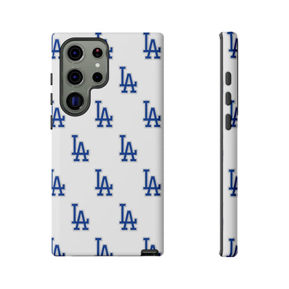 Blue LA Monogram Pattern Phone Case | Minimal Baseball Inspired Tough Cover