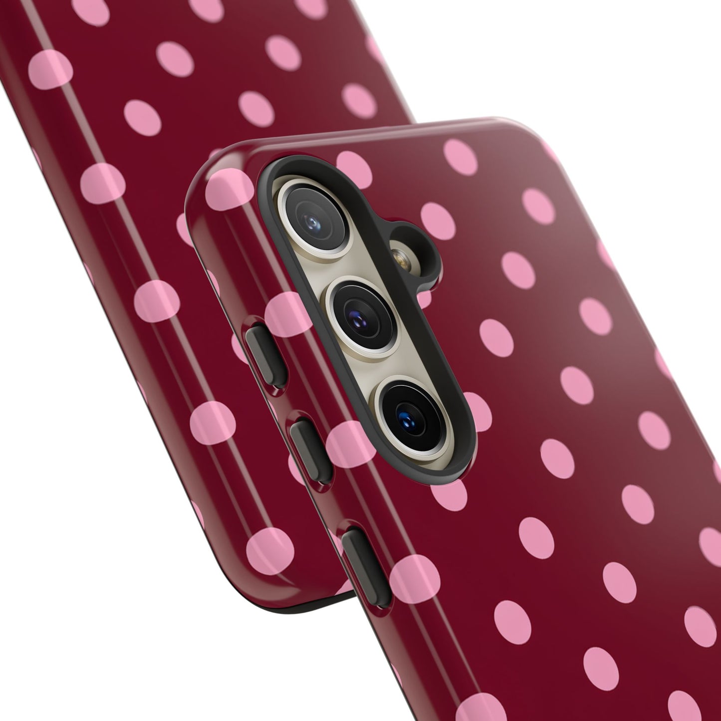 Pink Polka Dot Phone Case – Cute Aesthetic Tough Protective Phone Cover for Iphone, Samsung Galaxy and Pixel