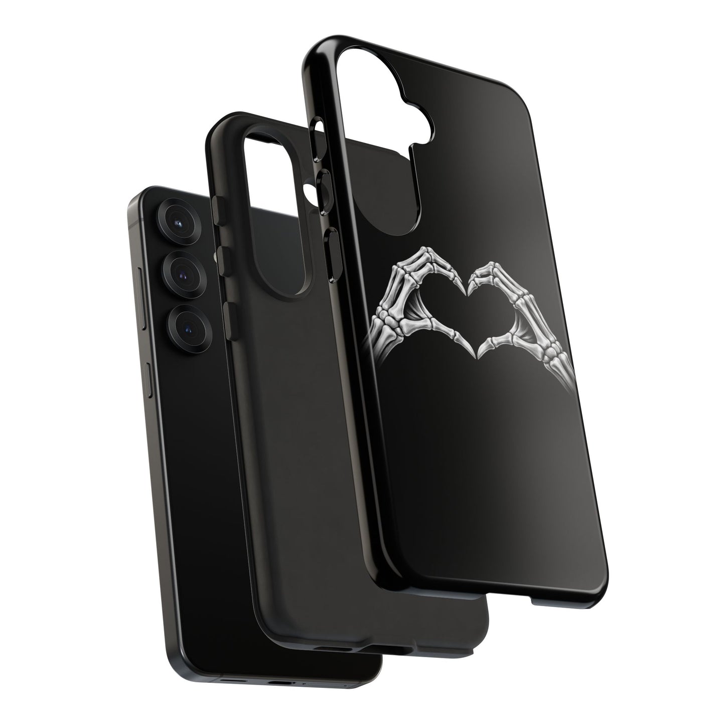 Skeleton Hands Heart Phone Case | Gothic Black Protective Cover