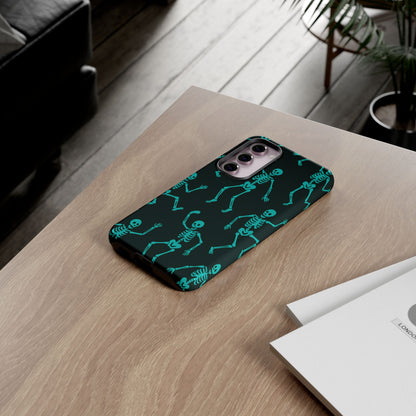 Dancing Teal Skeletons Phone Case | Tough Protective Case for Iphone, Samsung Galaxy and Pixel