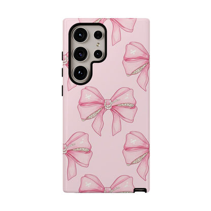 Pink Bow Pattern Phone Case | Coquette Aesthetic Tough Protective Case