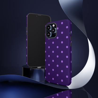 Purple Polka Dot Tough Phone Case – Cute Stylish Durable Protective Cover for Iphone, Samsung Galaxy and Pixel