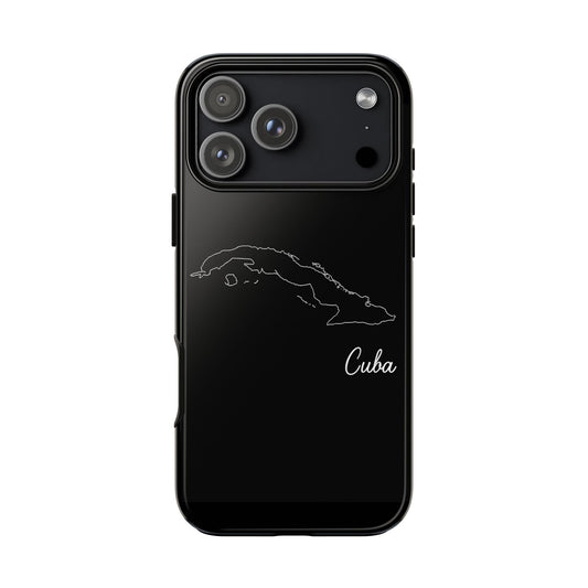 Cuba Outline Phone Case – Minimal Country Map Tough Case (iPhone, Samsung, Pixel)