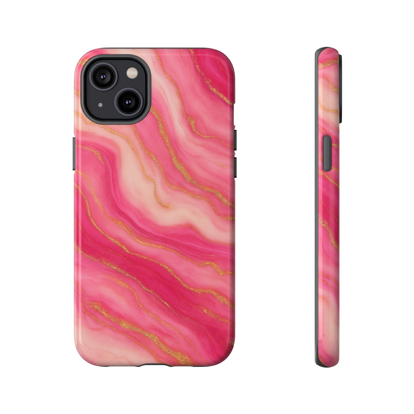 Pink Marble Phone Case | Rose Gold Swirl Aesthetic Tough Protective Case