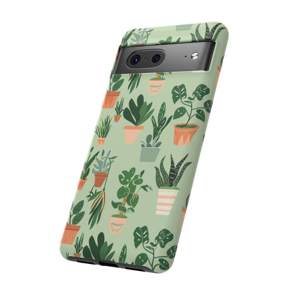 Plant Lover Phone Case | Cute Potted Plants Pattern | Botanical Aesthetic Tough Case