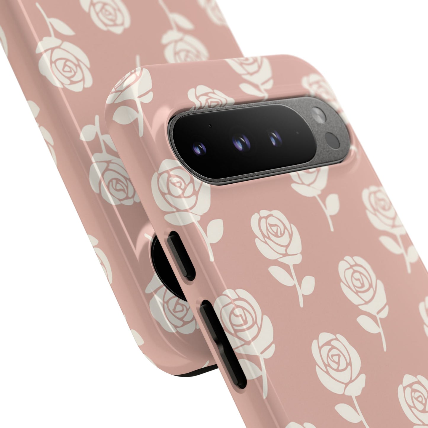White Rose Pattern Tough Phone Case | Elegant Floral Aesthetic Case for Iphone, Samsung Galaxy and Pixel