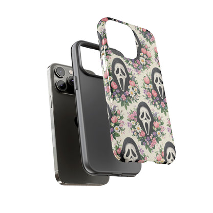 Floral Ghost Face Aesthetic Phone Case – Cute Spooky Tough Cover