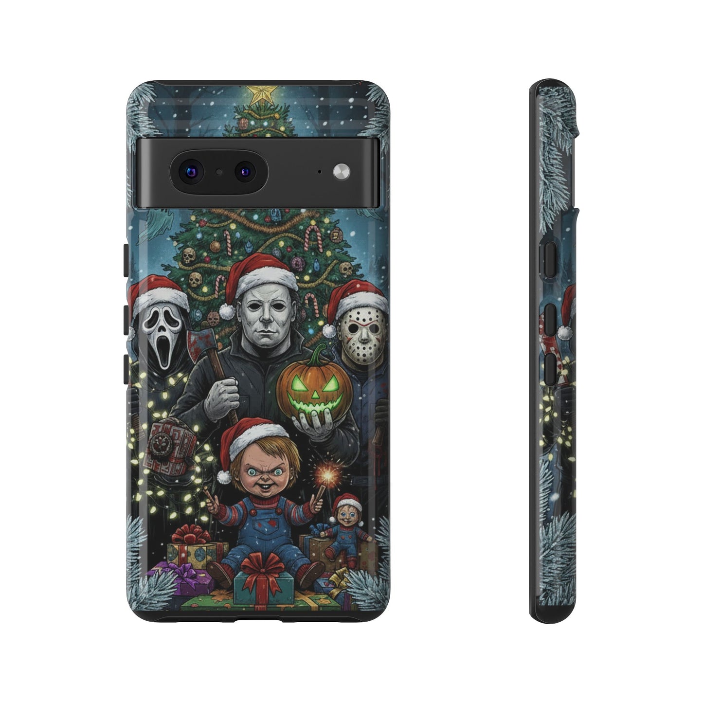 Christmas Horror Phone Case – Festive Slasher Collage Tough Case (iPhone, Samsung, Pixel)