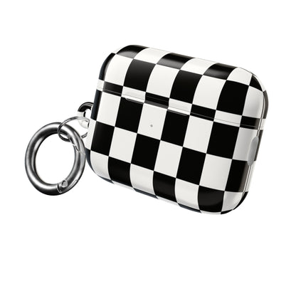 Checkerboard AirPod Case – Black & White Retro Pattern