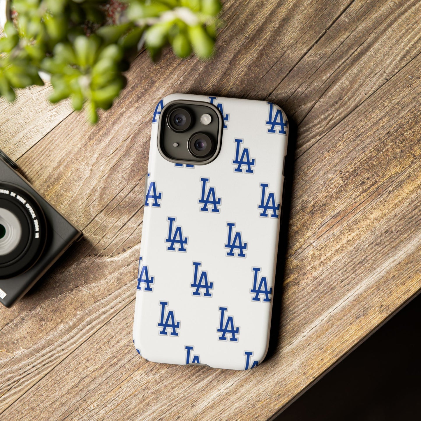 Blue LA Monogram Pattern Phone Case | Minimal Baseball Inspired Tough Cover