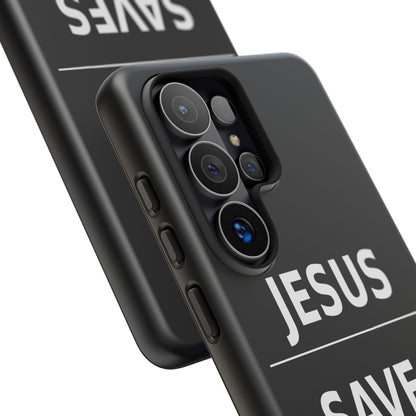 Jesus Saves Phone Case Christian Religious Minimalist Black Tough Cover