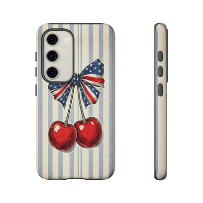 Patriotic Cherry Phone Case Americana Coquette Aesthetic iPhone Samsung