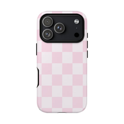 Pink Checkerboard Phone Case | Aesthetic Tough Protective Case