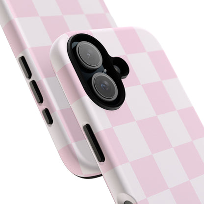 Light Pink Checkerboard Phone Case | Pastel Aesthetic Checkered iPhone & Samsung Tough Case