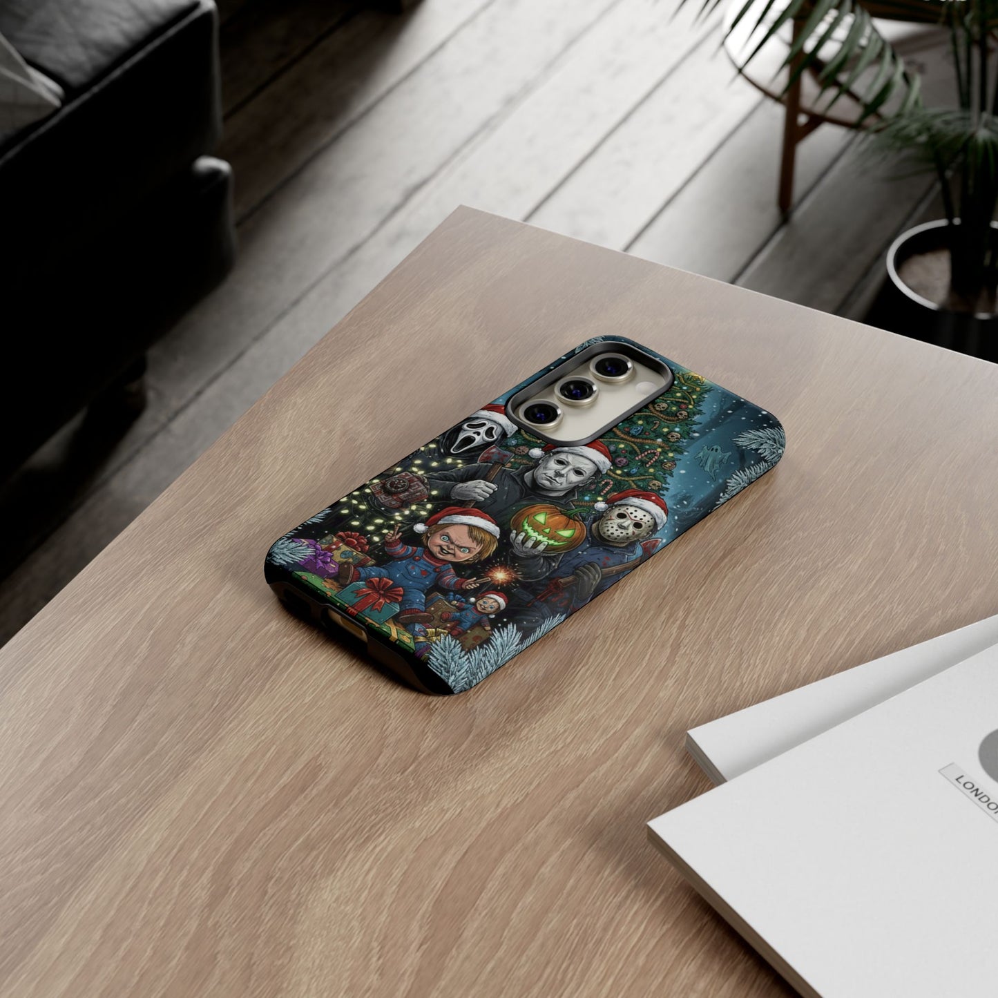 Christmas Horror Phone Case – Festive Slasher Collage Tough Case (iPhone, Samsung, Pixel)