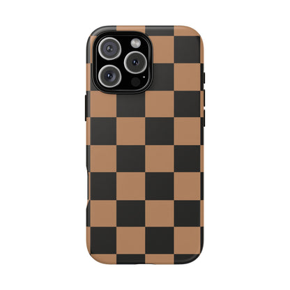 Brown Checkerboard Phone Case | Aesthetic Tough Protective Case
