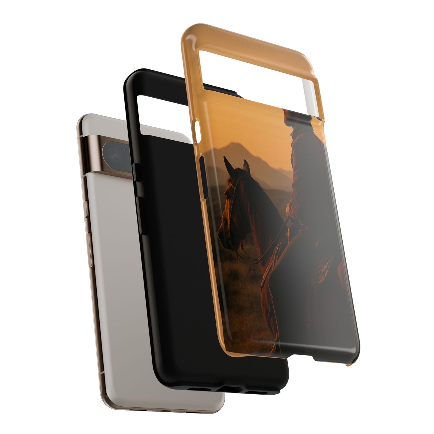 Western Cowboy Sunset Phone Case | Horse Rider Desert Aesthetic Tough Protective Case