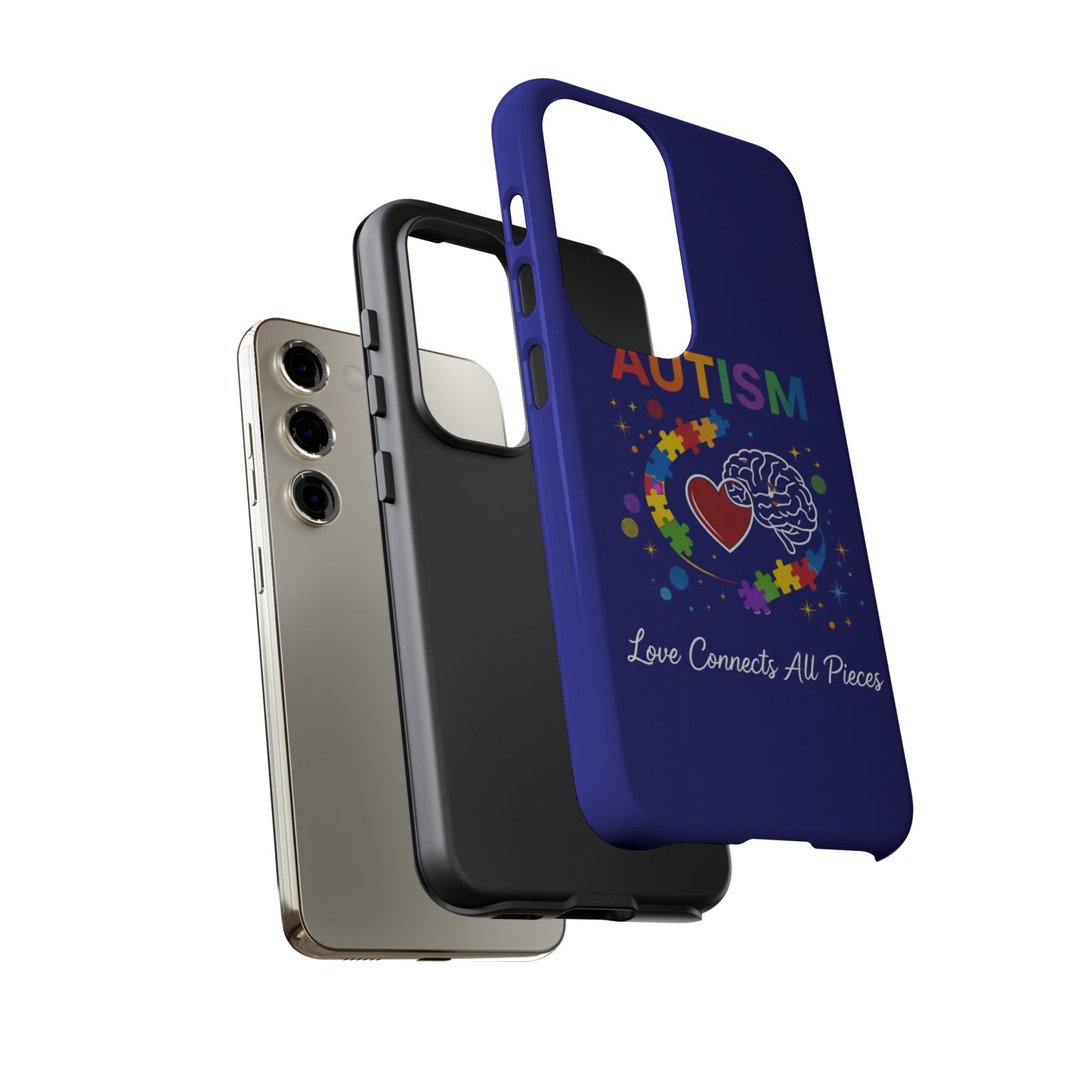 Autism Awareness Tough Case – "Love Connects All Pieces" Phone Case for Iphone, Samsung Galaxy and Pixel