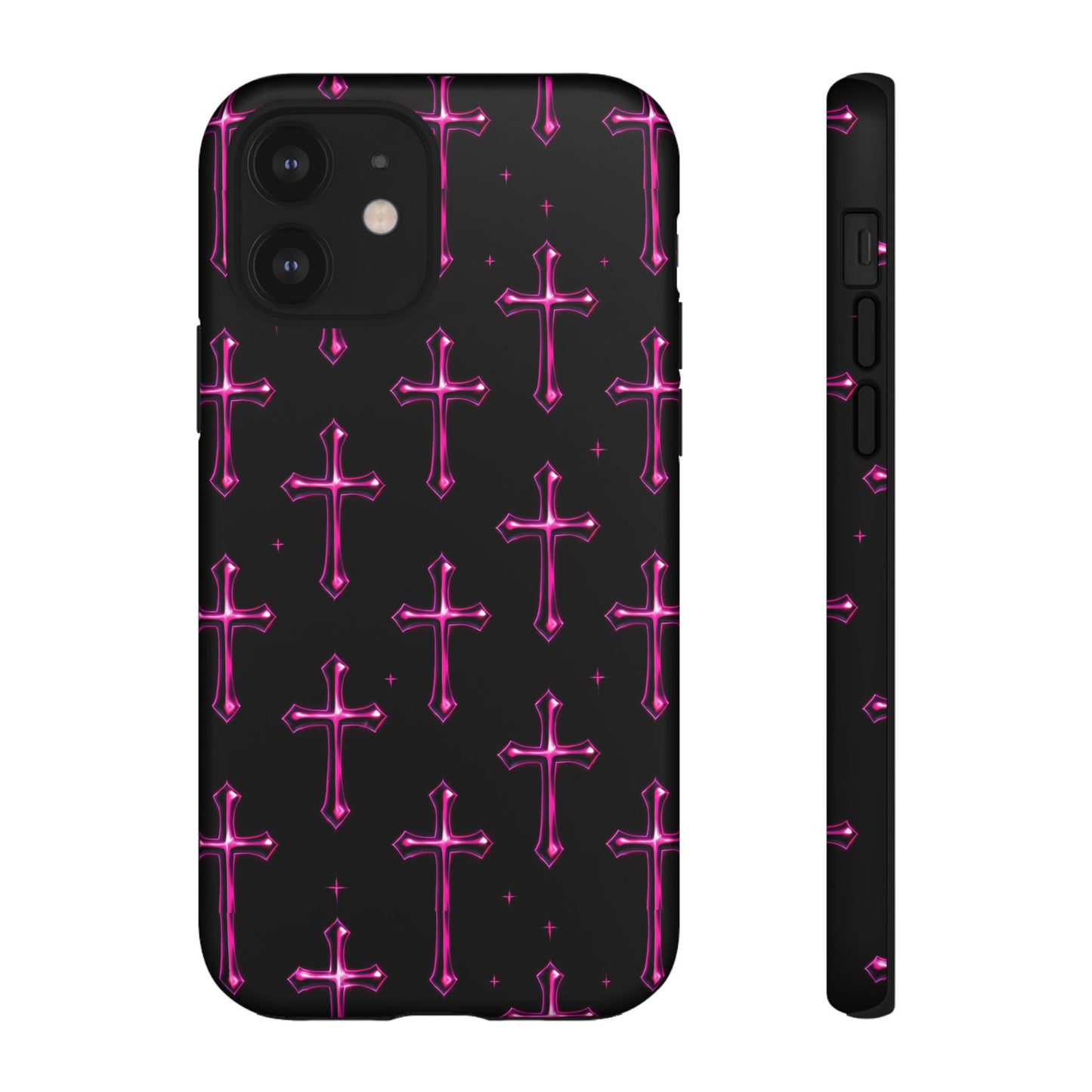 Neon Pink Cross Pattern Phone Case | Tough Protective Case for Iphone, Samsung Galaxy and Pixel