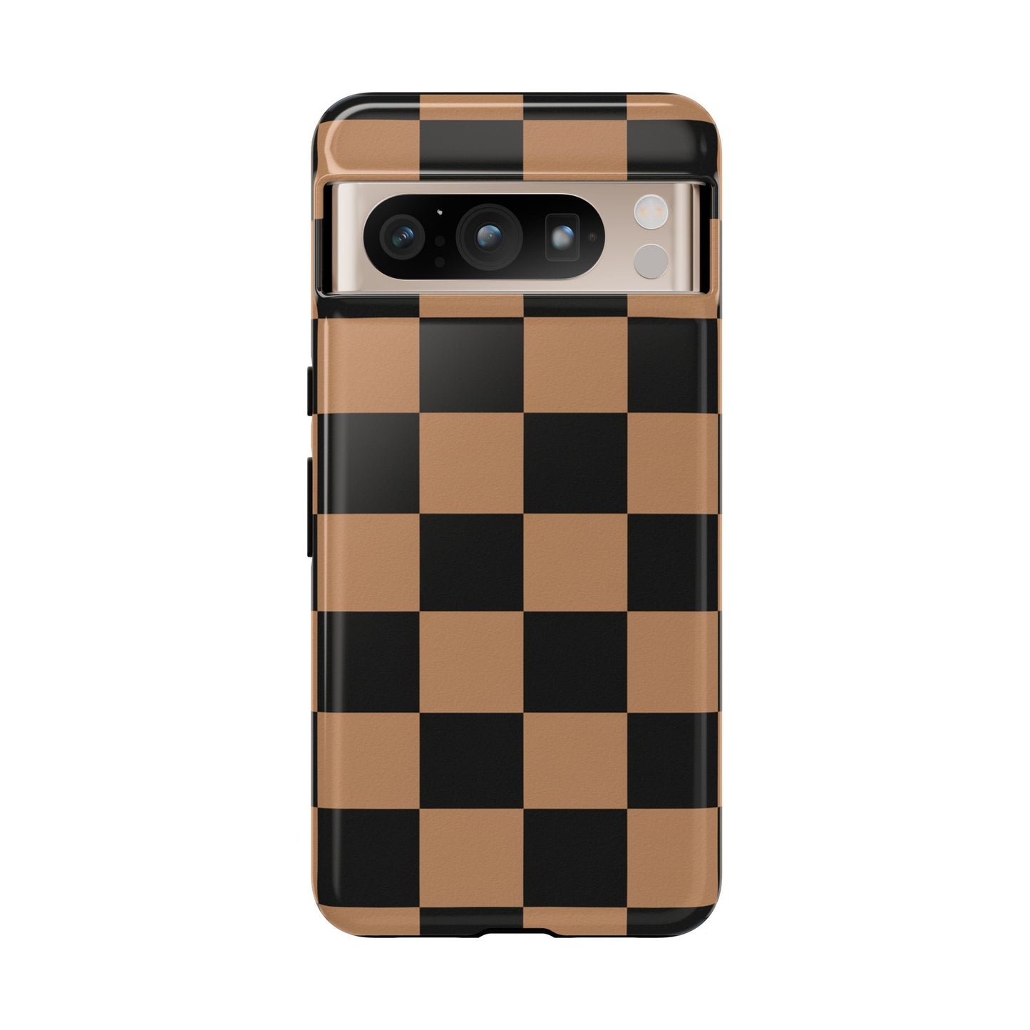 Brown Checkered Phone Case | Aesthetic Checkerboard iPhone & Samsung Tough Case