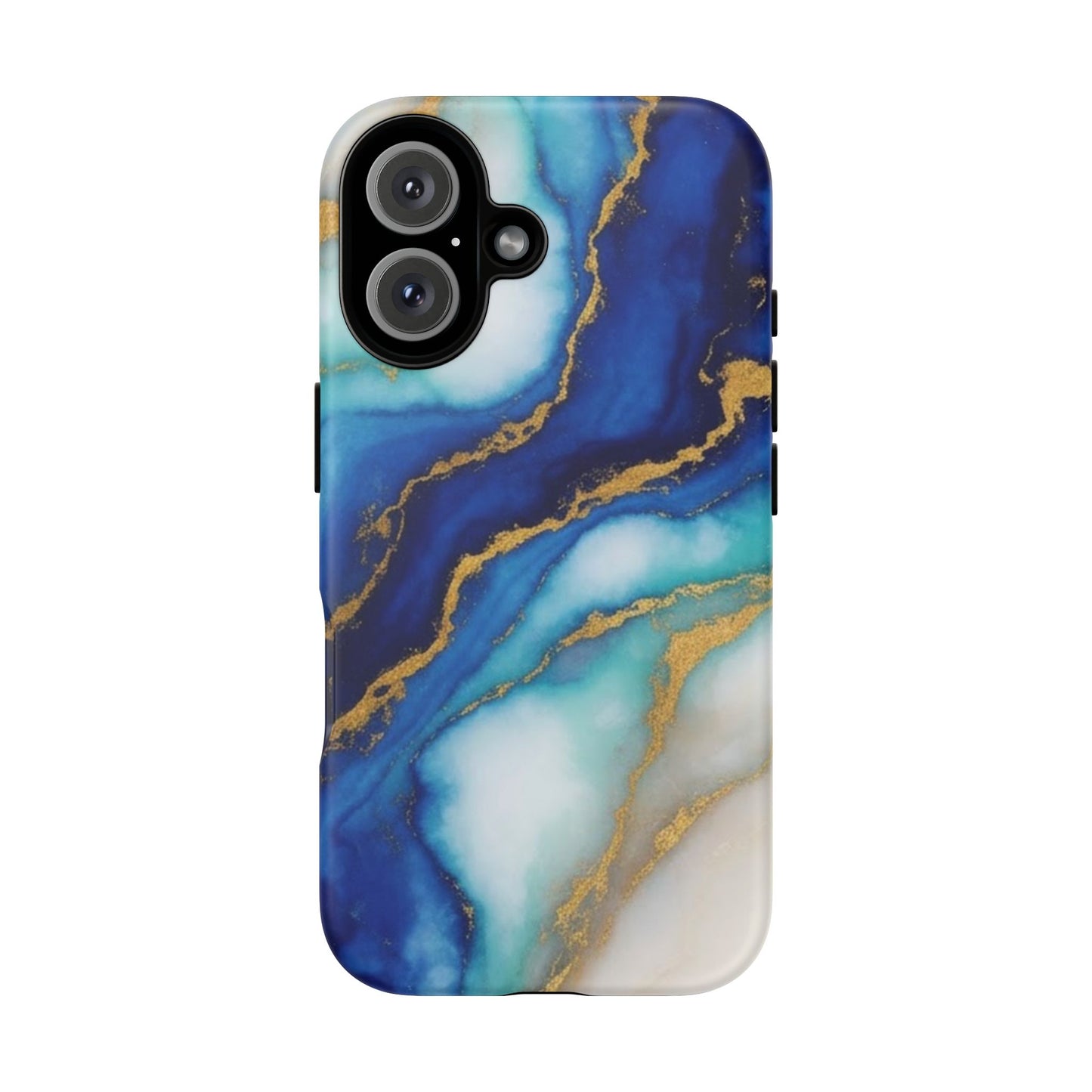 Blue & Gold Marble Phone Case – Luxury Resin Art Tough Case (iPhone, Samsung, Pixel)
