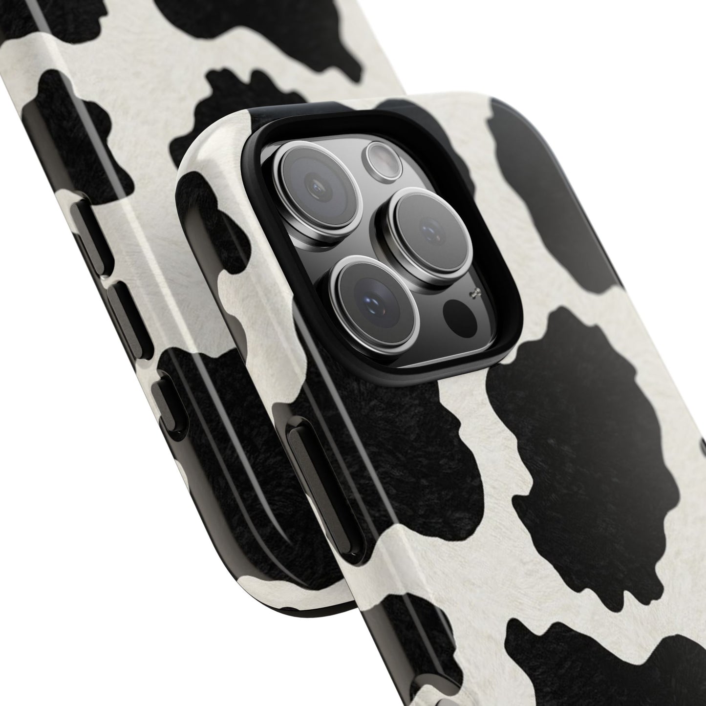Black & White Cow Print Phone Case | Western Aesthetic iPhone & Samsung Tough Case