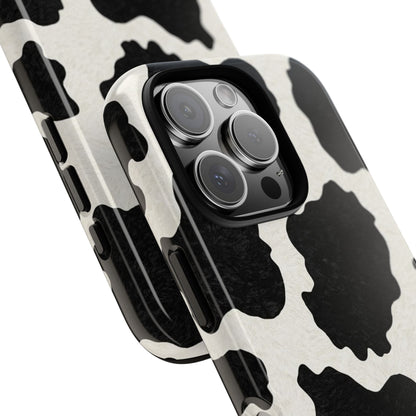 Black & White Cow Print Phone Case | Western Aesthetic iPhone & Samsung Tough Case