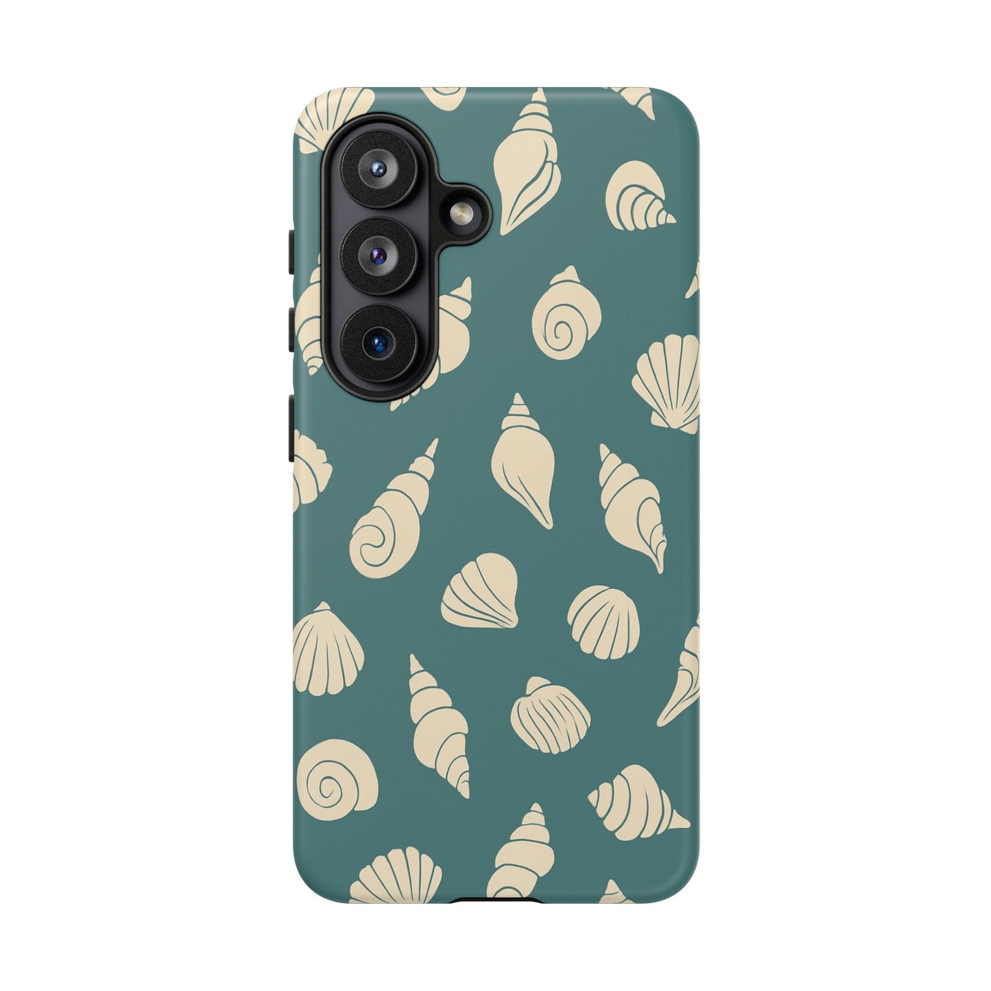 Seashell Pattern Phone Case | Teal Coastal Shells Tough Case for Iphone, Samsung Galaxy and Pixel