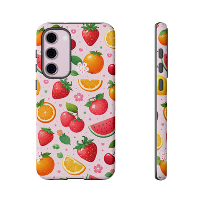 Fruit Phone Case – Tough Shockproof, Strawberry Cherry Citrus Summer Design for Iphone, Samsung Galaxy and Pixel