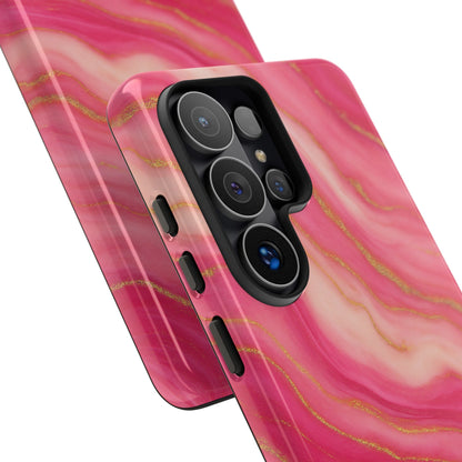 Pink Marble Phone Case | Rose Gold Swirl Aesthetic Tough Protective Case