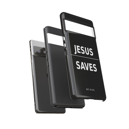 Jesus Saves Phone Case Christian Religious Minimalist Black Tough Cover