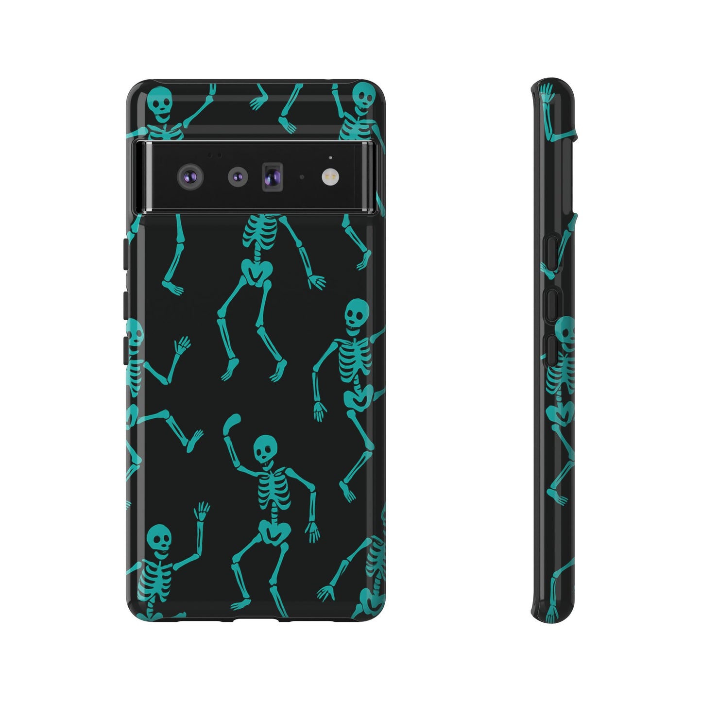 Dancing Teal Skeletons Phone Case | Tough Protective Case for Iphone, Samsung Galaxy and Pixel