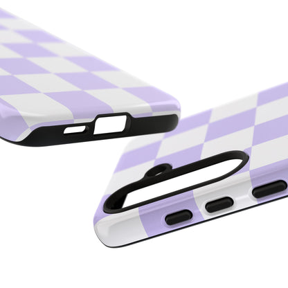 Lavender Checkerboard Phone Case | Pastel Aesthetic Checkered iPhone & Samsung Tough Case
