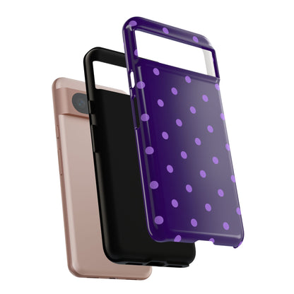 Purple Polka Dot Tough Phone Case – Cute Stylish Durable Protective Cover for Iphone, Samsung Galaxy and Pixel