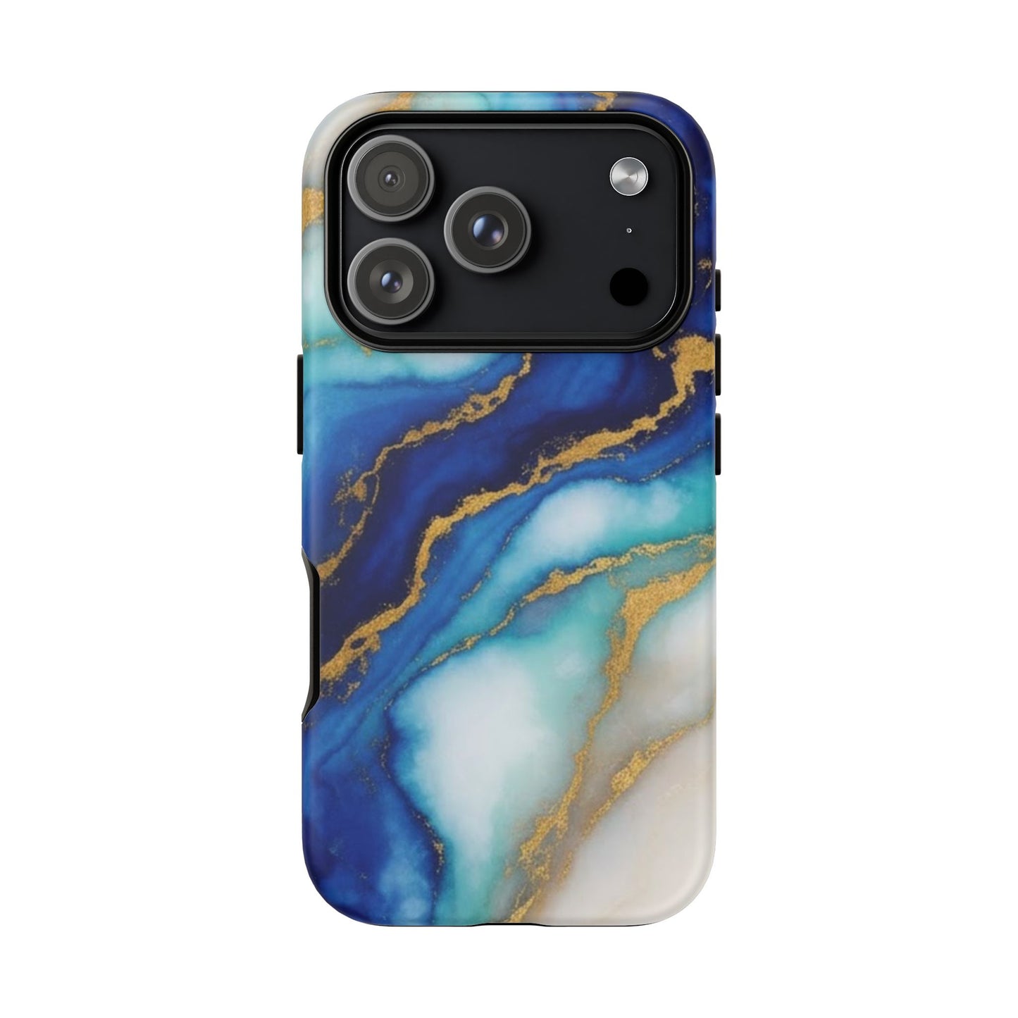 Blue & Gold Marble Phone Case – Luxury Resin Art Tough Case (iPhone, Samsung, Pixel)