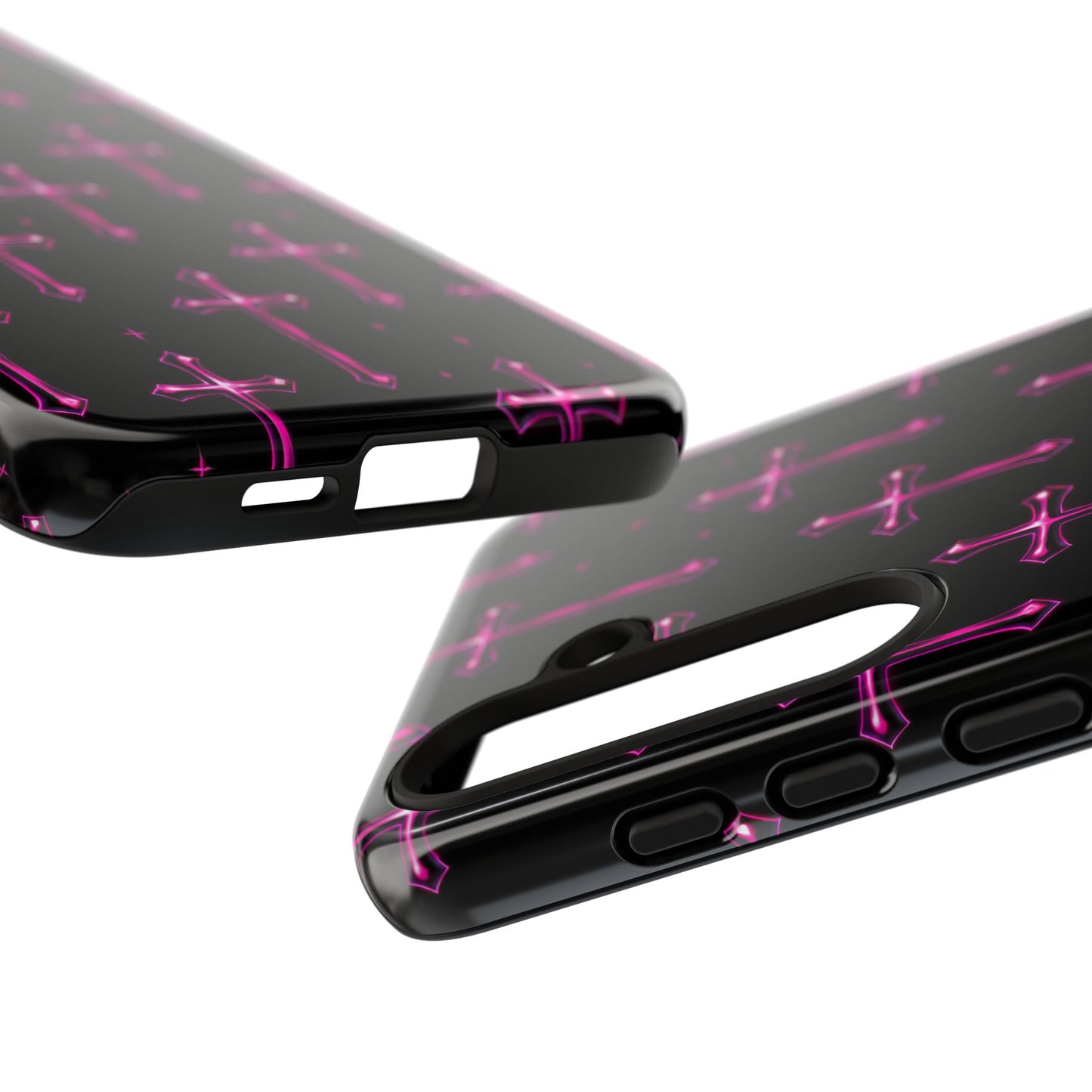 Neon Pink Cross Pattern Phone Case | Tough Protective Case for Iphone, Samsung Galaxy and Pixel