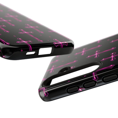Neon Pink Cross Pattern Phone Case | Tough Protective Case for Iphone, Samsung Galaxy and Pixel