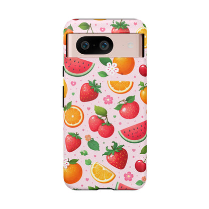 Fruit Phone Case – Tough Shockproof, Strawberry Cherry Citrus Summer Design for Iphone, Samsung Galaxy and Pixel