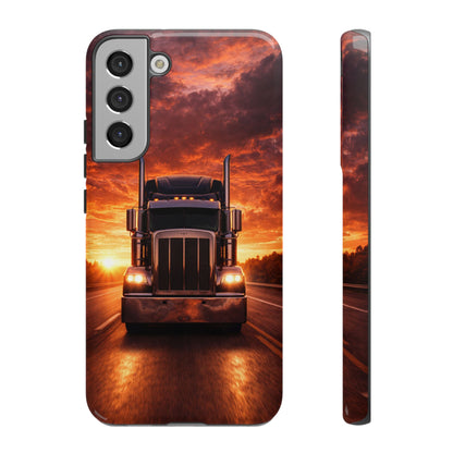 Big Rig Truck Phone Case Sunset Highway Semi Truck iPhone Samsung Cover