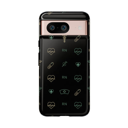 RN Nurse Phone Case – Minimal Medical Icon Pattern Healthcare Worker Tough Case