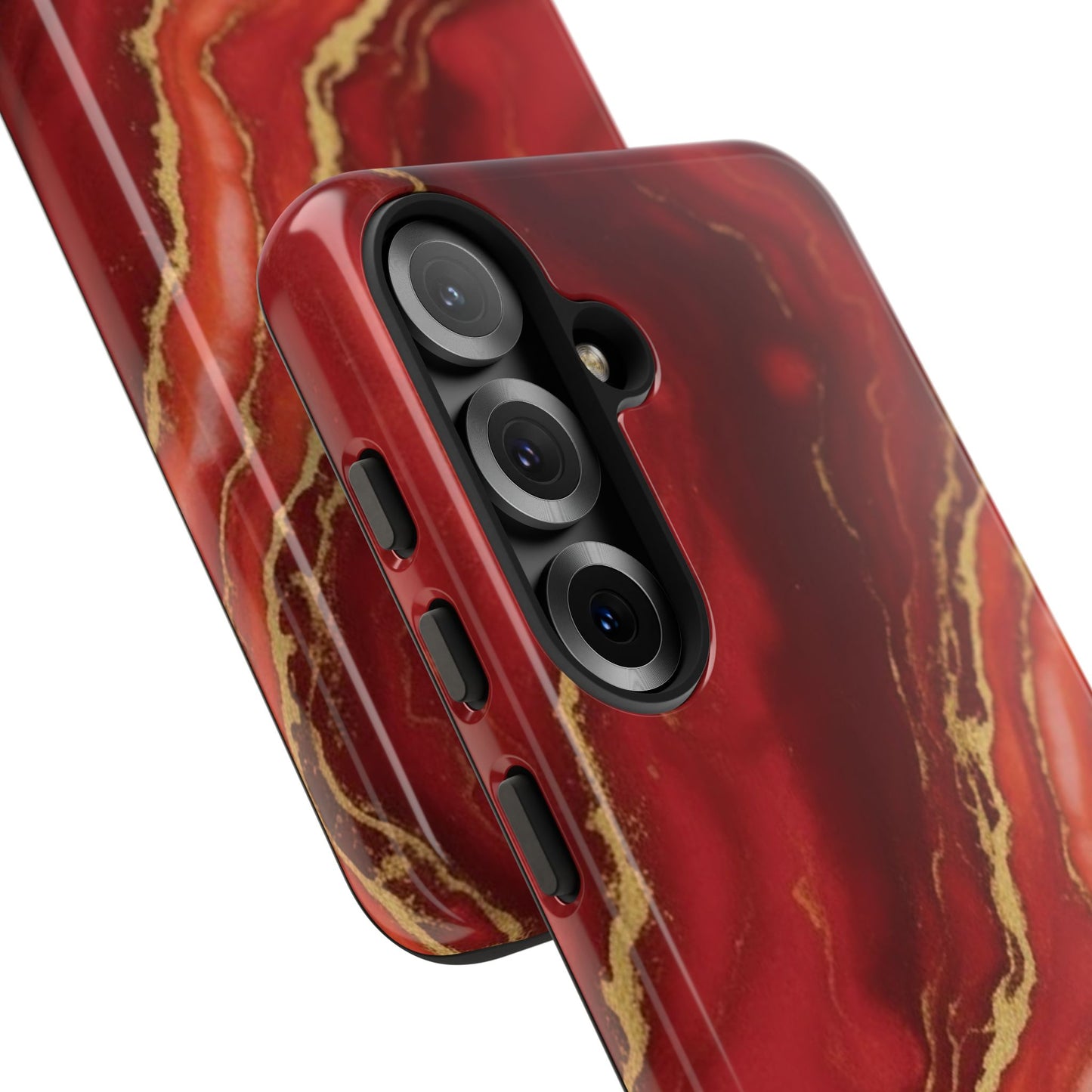 Red Agate Marble Phone Case – Gold Vein Luxury Stone Tough Case (iPhone, Samsung, Pixel)