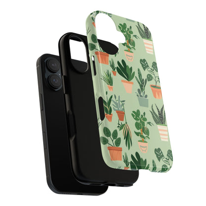Plant Lover Phone Case | Cute Potted Plants Pattern | Botanical Aesthetic Tough Case