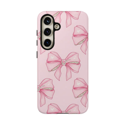 Pink Bow Pattern Phone Case | Coquette Aesthetic Tough Protective Case