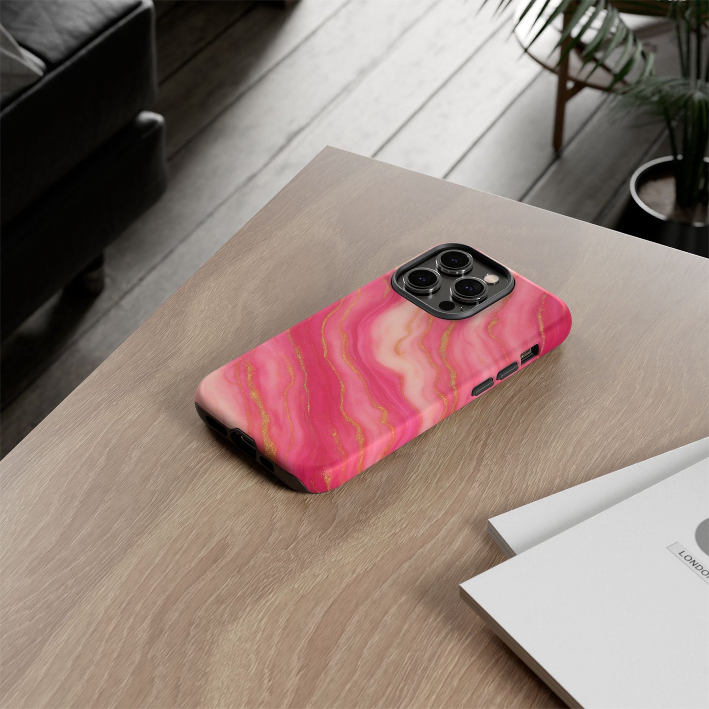 Pink Marble Phone Case | Rose Gold Swirl Aesthetic Tough Protective Case